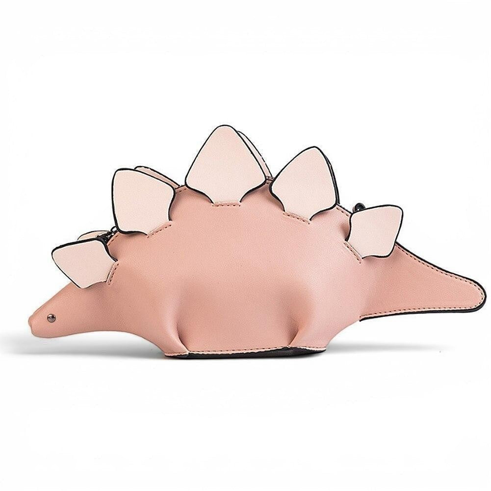 Pordein Stegosaurus Mini Bag in pink vegan leather with signature plates and tail detail.